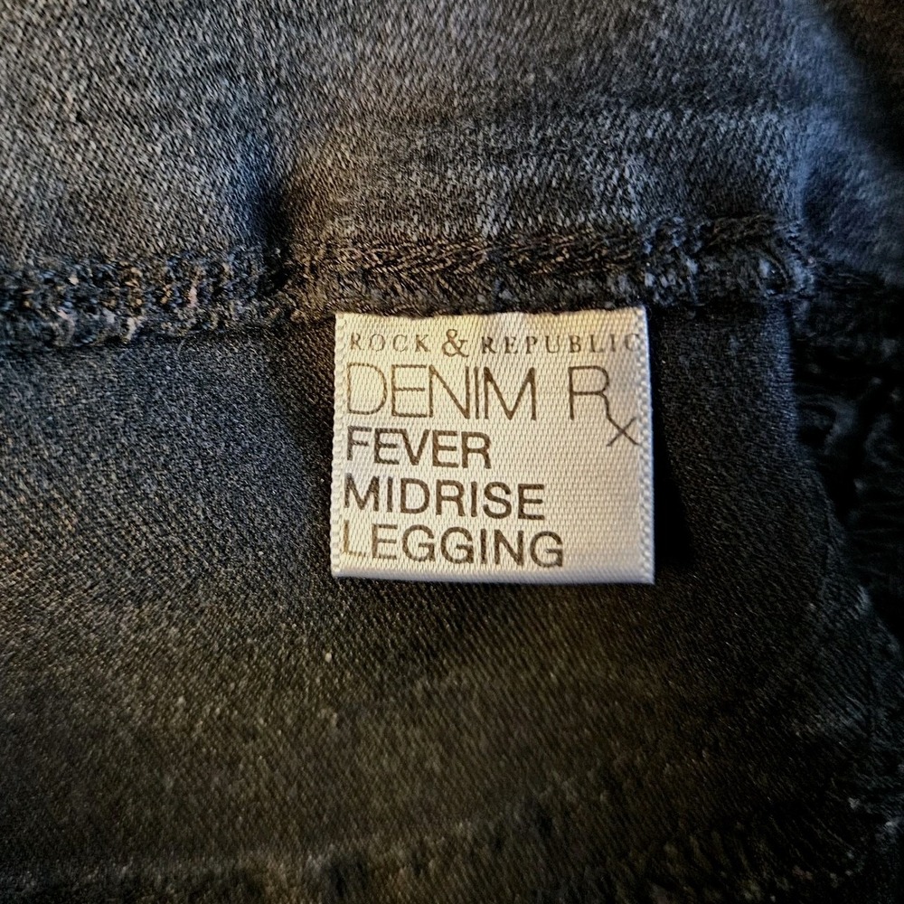 Rock & Republic Denim RX Womens Fever Mid Rise Legging 6M Black Pull On Stretch - Picture 12 of 12